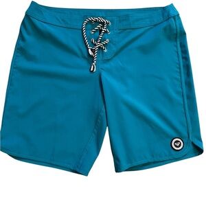 Roxy Boardshorts Teal Blue with 9" inseam and tie front. Size 7 Juniors